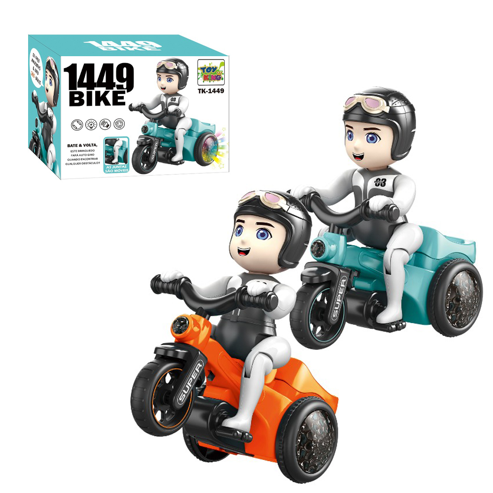 BONECO MOTOBOY BATE E VOLTA COM SOM E LUZ COLORS A PILHA NA CAIXA