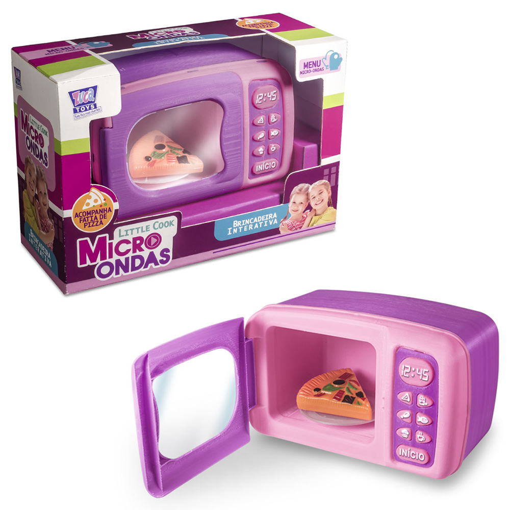 KIT COZINHA INFANTIL COM MICROONDAS + PIZZA LITTLE COOK 2 PECAS