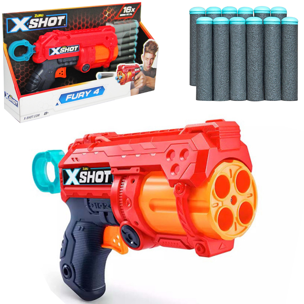 PISTOLA LANCA DARDO ESPUMA COM 16 DARDOS FURY 4 ZURU XSHOT 