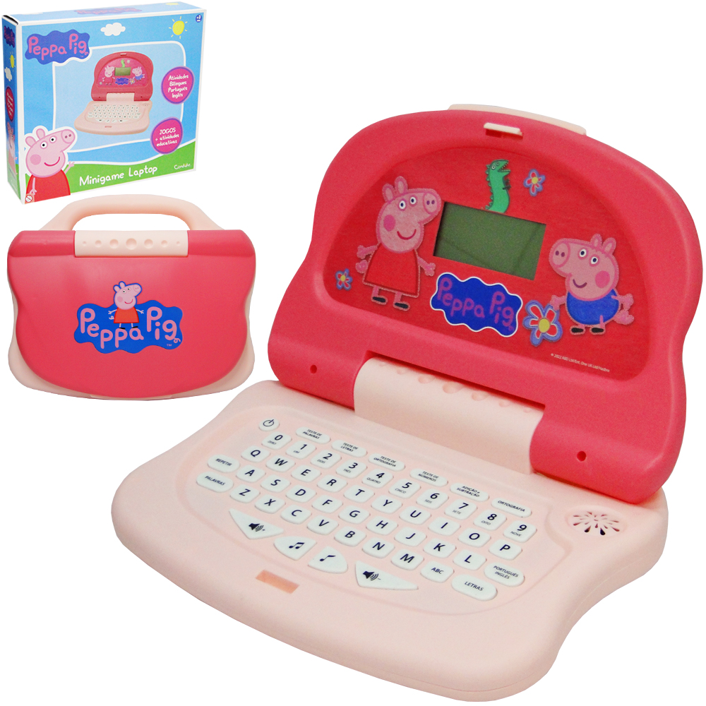 LAPTOP PEPPA PIG BILINGUE ATIVIDADES PORTUGUES E INGLES A PILHA 