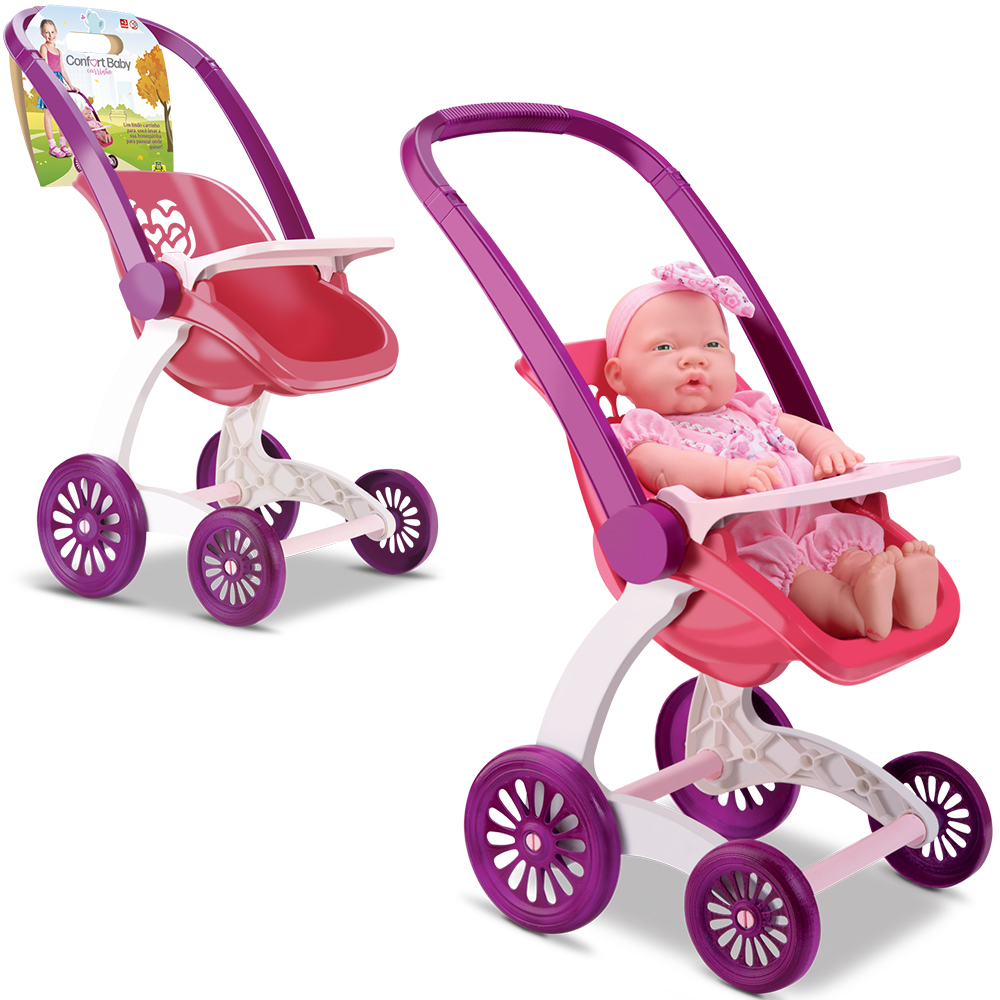 CARRINHO DE PLASTICO PARA BONECA CONFORT BABY PASSEIO