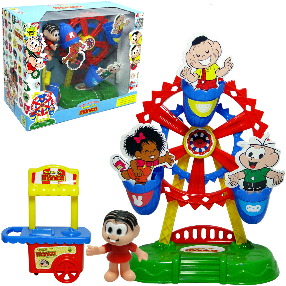 KIT PARQUE DE DIVERSAO RODA GIGANTE TURMA DA MONICA COM BONECO + CARRINHO