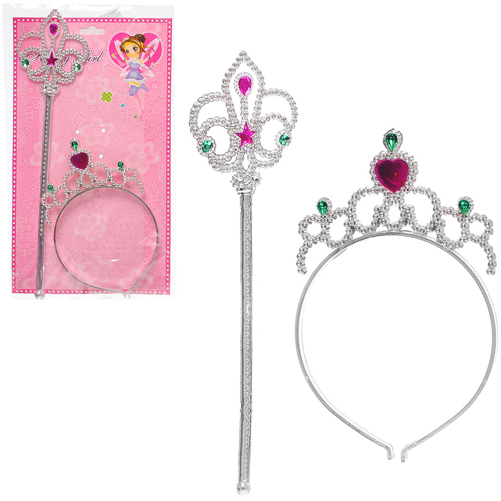 TIARA INFANTIL COM VARINHA MAGICA / CETRO COROA