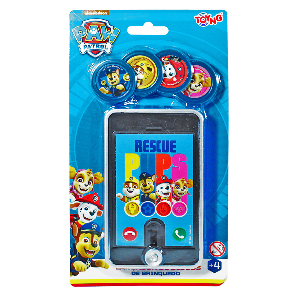 CELULAR LANCA DISCO COM 4 DISCOS PATRULHA CANINA 12X7,2X1,5