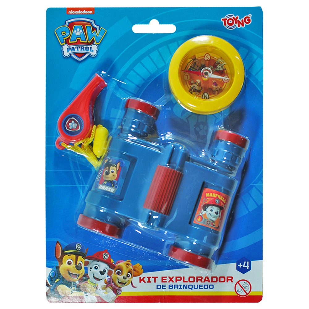 KIT EXPLORADOR INFANTIL PATRULHA CANINA COM BINOCULO + BUSSOLA E APITO