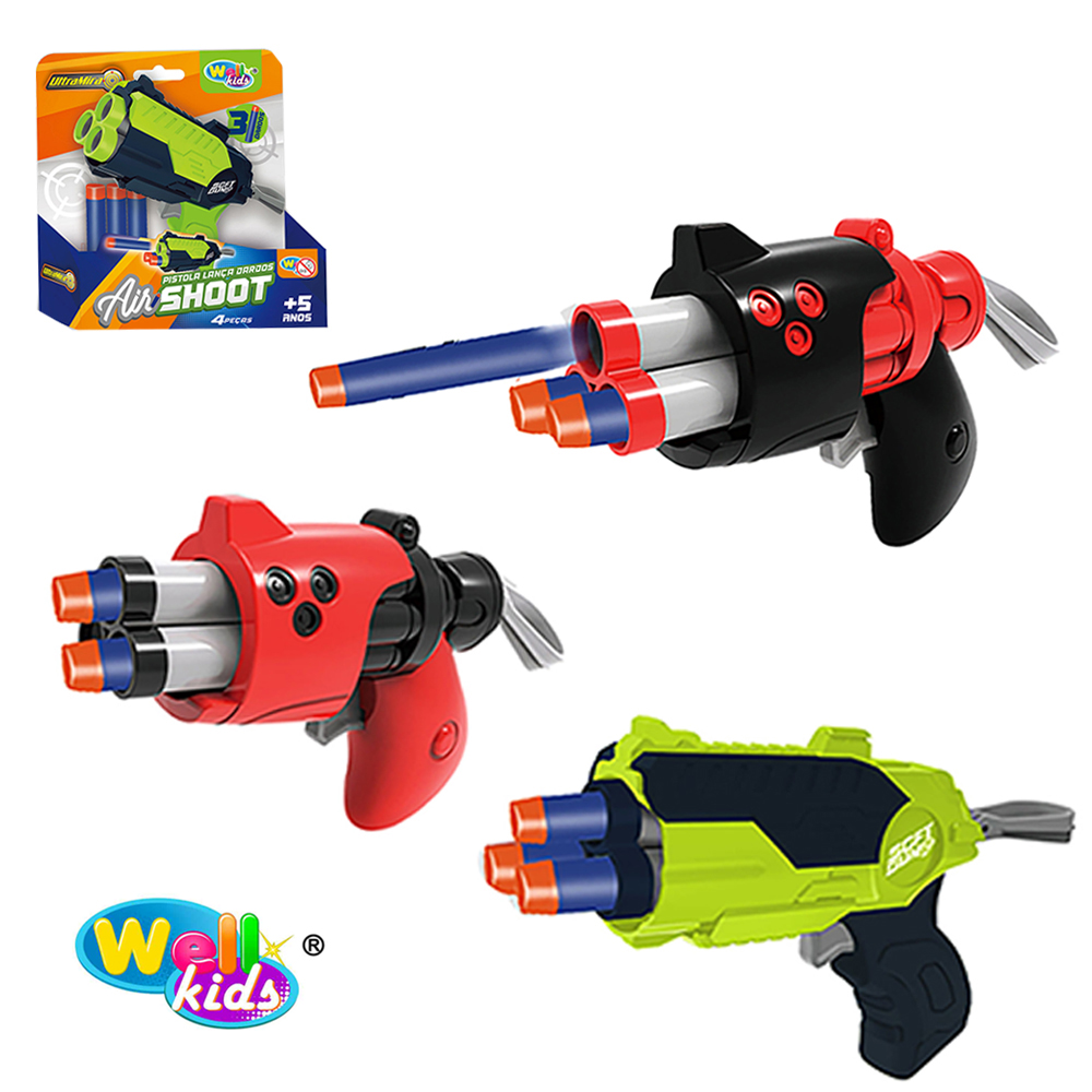 PISTOLA LANCA DARDO ESPUMA COM 3 DARDOS AIR SHOOT