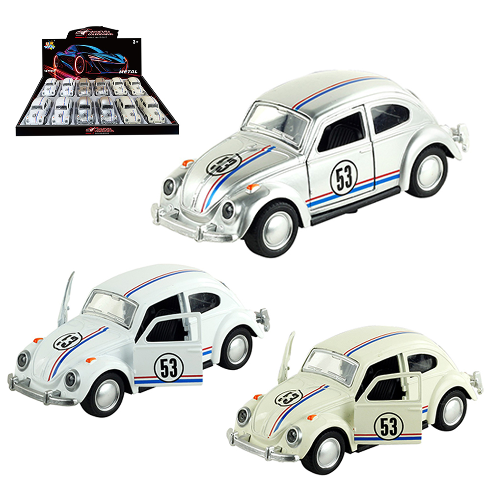 CARRO FUSCA 53 DE METAL A FRICCAO PULL BACK MINIATURA COLECIONAVEL DP PLAY