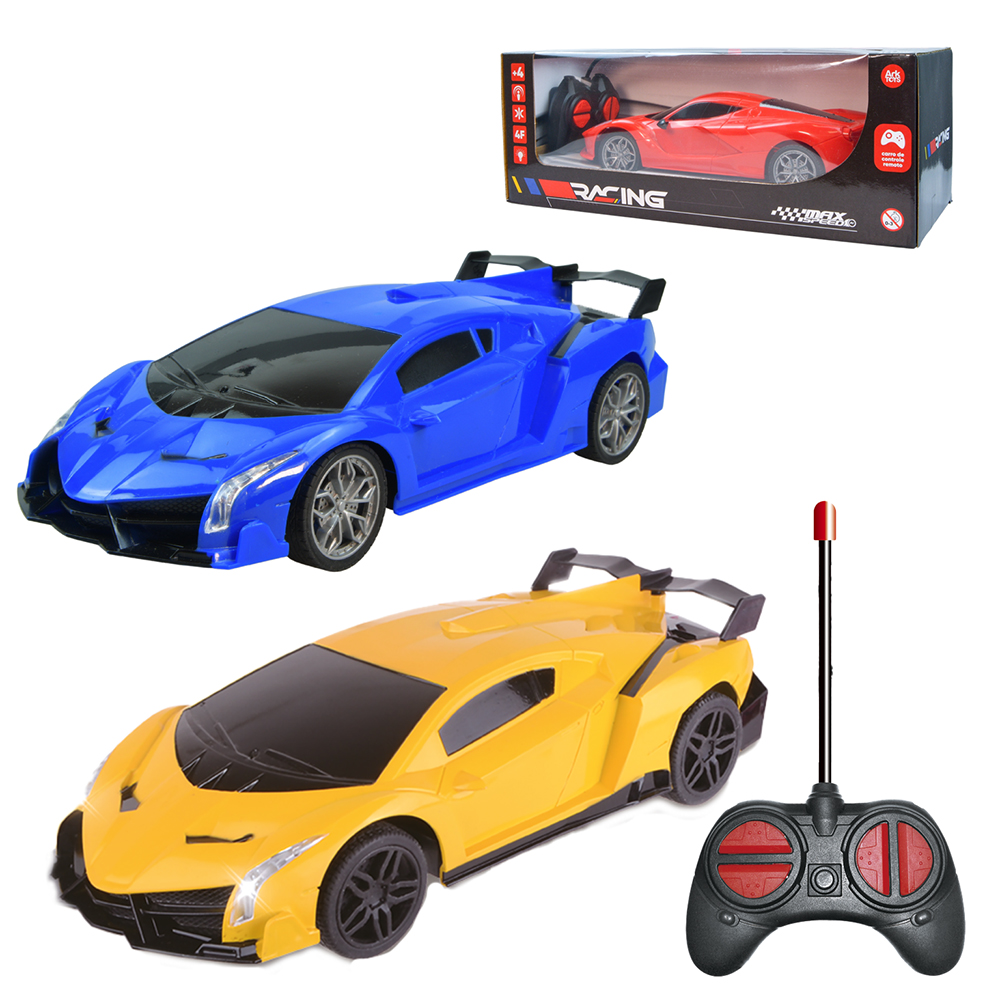 CARRO COM CONTROLE REMOTO SEM FIO MAX SPEED RACING 7 FUNCOES A PILHA