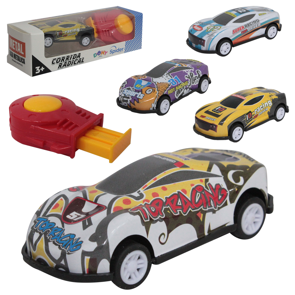 CARRO DE METAL COM LANCADOR CORRIDA RADICAL COM 2 PECAS