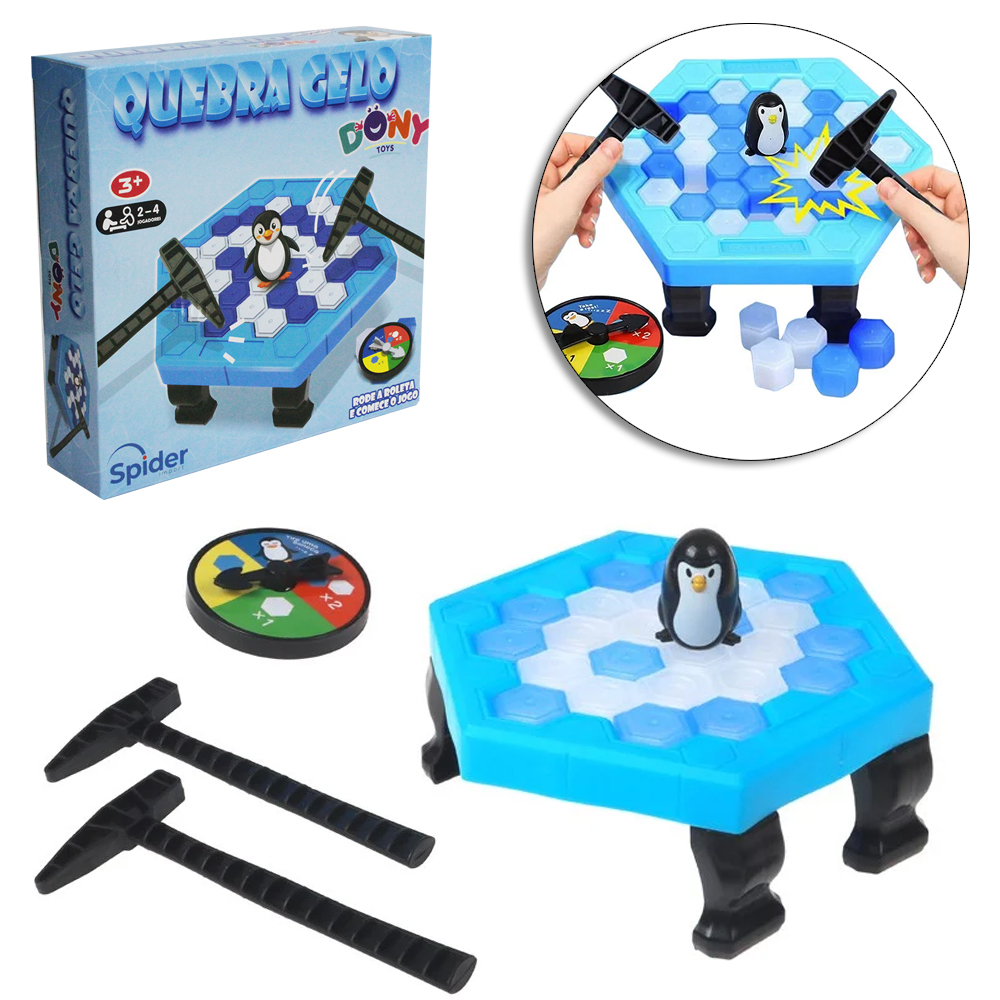 JOGO ARMADILHA QUEBRA GELO DO PINGUIM COM ROLETA + ACESSORIOS 46 PECAS