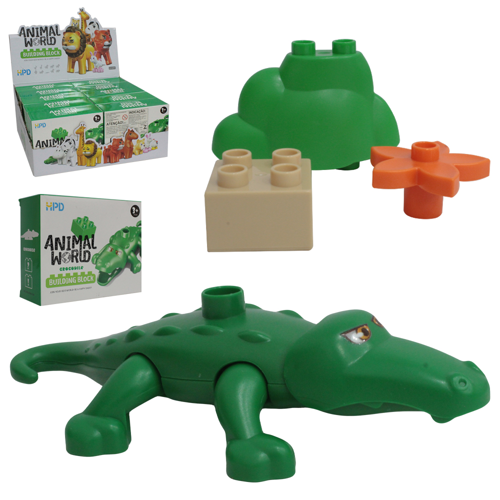 BLOCOS DE MONTAR ANIMAL WORLD CROCODILO BUILDING BLOCK 4 PECAS DP PLAY