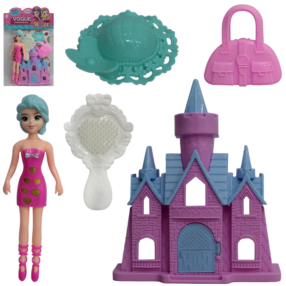 CASA / CASINHA CASTELO COM BONECA + BOLSA E ACESSORIOS VOGUE PRINCESS 5 PECAS