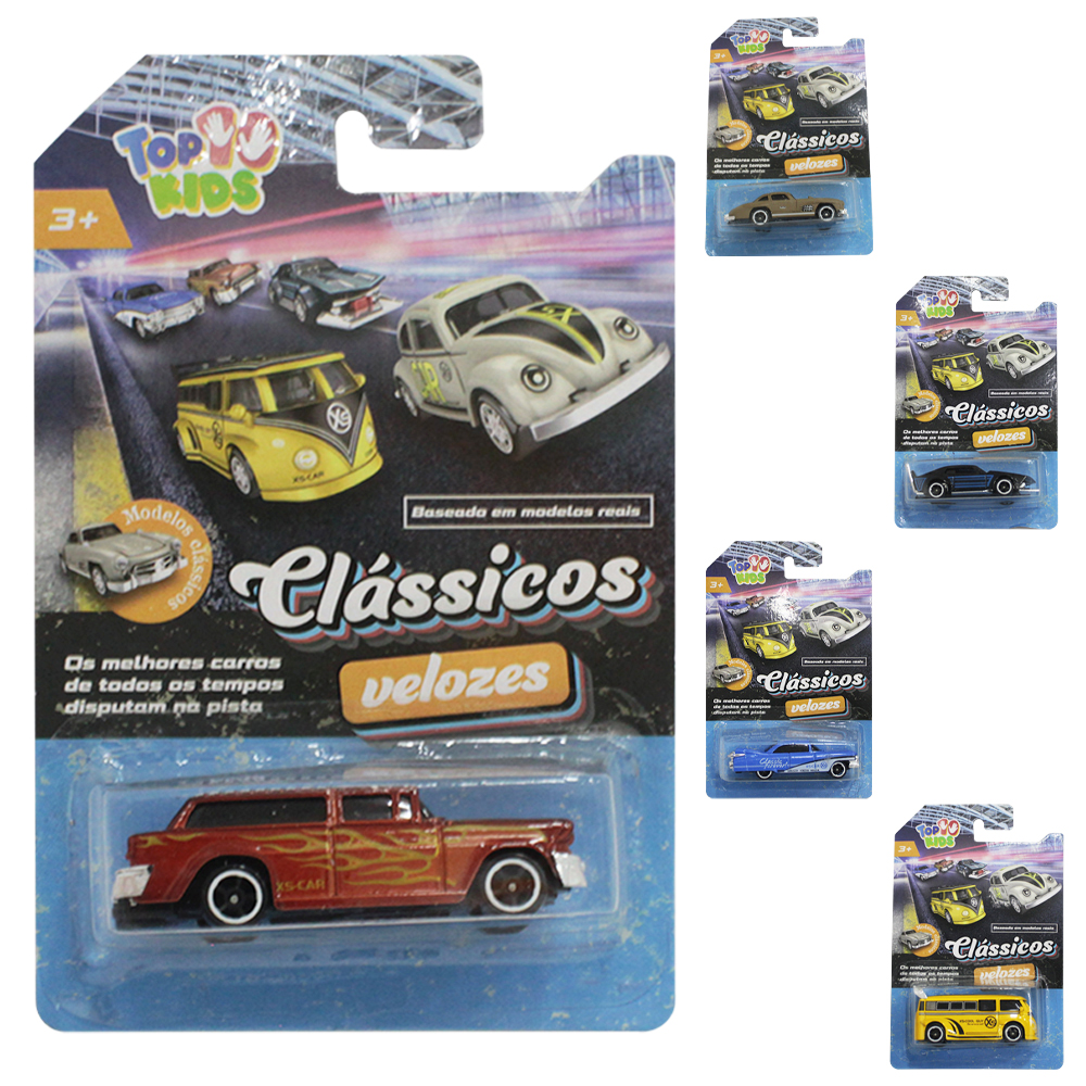 CARRO DE METAL CLASSICOS VELOZES TOP KIDS RODA LIVRE CRT