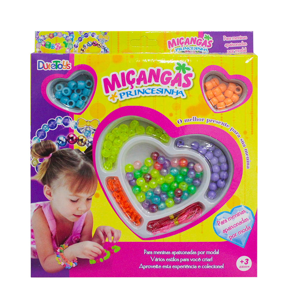 KIT BELEZA / BIJUTERIA INFANTIL COM 90 MICANGAS PRINCESINHA CORACAO