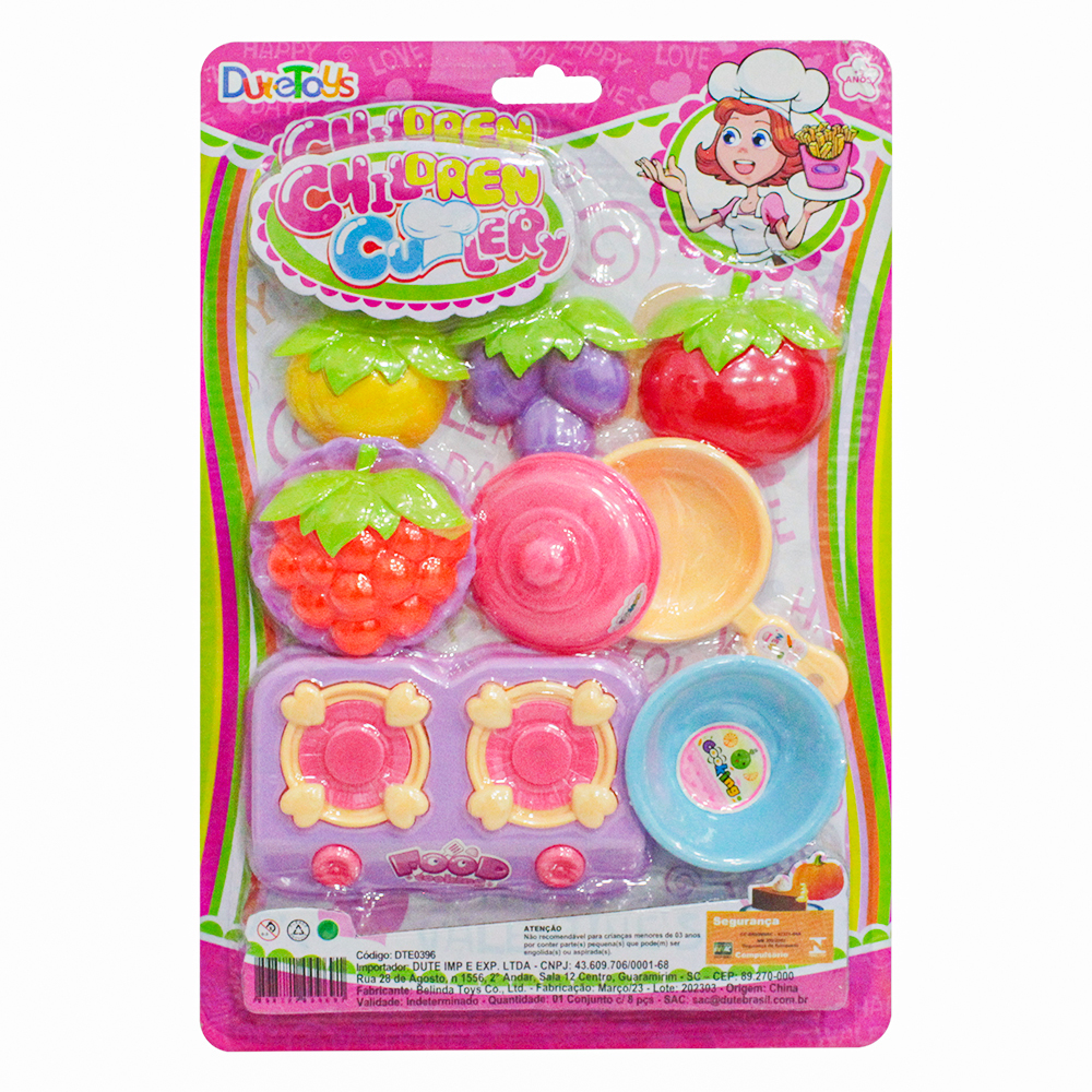 KIT COZINHA INFANTIL COM FOGAO + FRIGIDEIRA E ACESSORIOS CHILDREN 9 PECAS