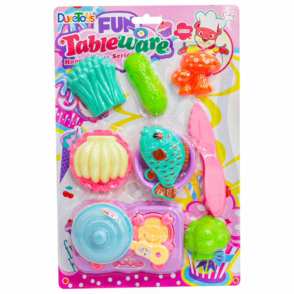 KIT COZINHA INFANTIL COM FOGAO + FRIGIDEIRA E ACESSORIOS TABLEWARE 12 PECAS