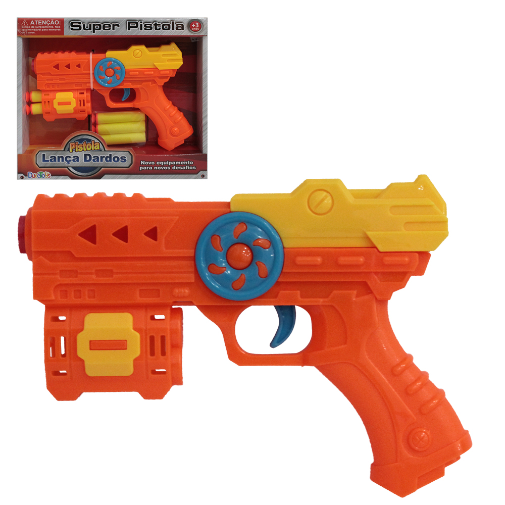 PISTOLA / REVOLVER LANCA DARDO ESPUMA / VENTOSA COM 5 DARDOS