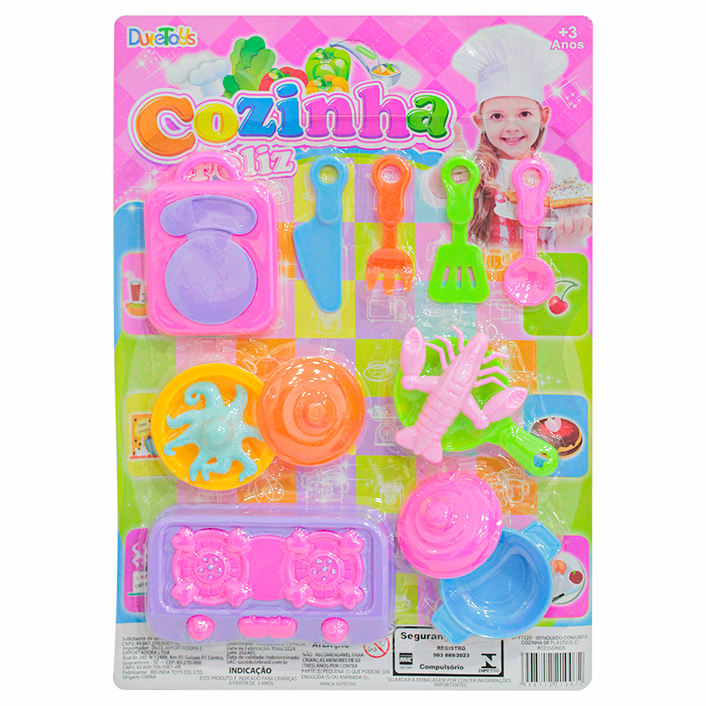 KIT COZINHA INFANTIL COM FOGAO + TABUA ACESSORIOS COZINHA FELIZ 13 PECAS