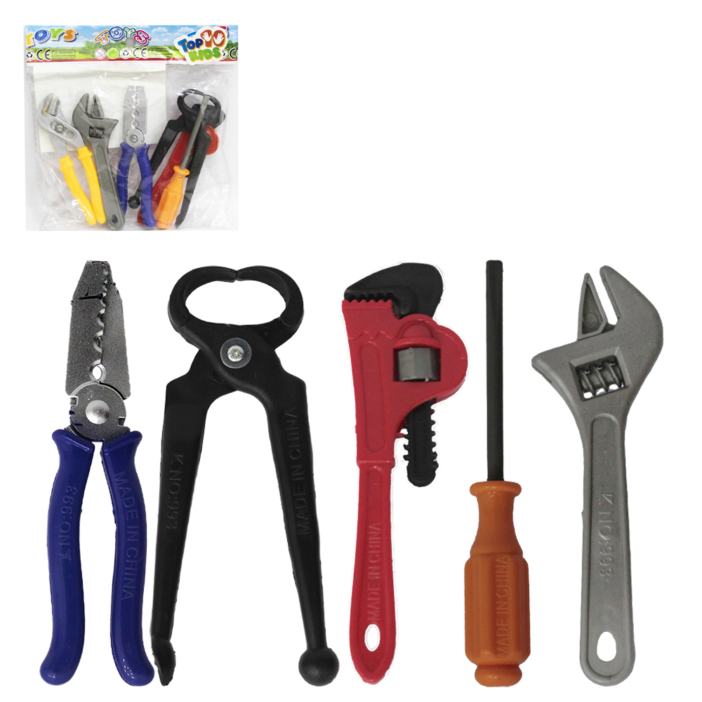 KIT FERRAMENTA INFANTIL COM CHAVE INGLESA + ACESSORIOS TOP KIDS 6 PECAS