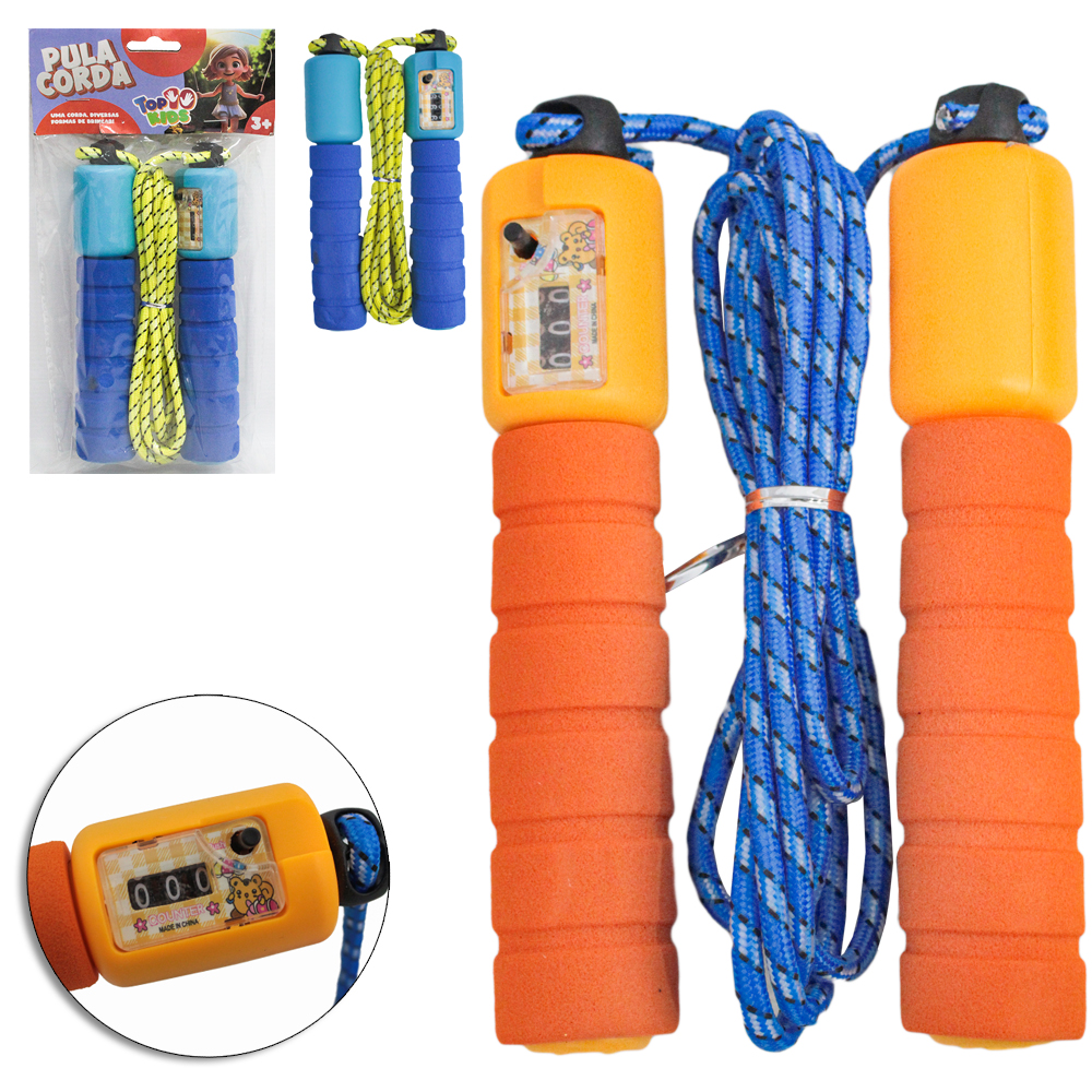 PULA CORDA COM EMPUNHADURAS DE ESPUMA E CONTADOR TOP KIDS 2M