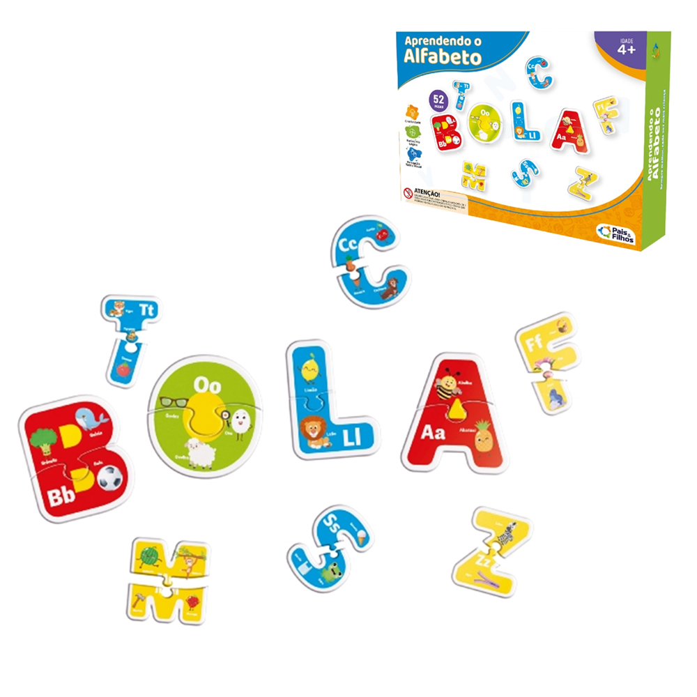 JOGO APRENDENDO O ALFABETO COM 52 PECAS 