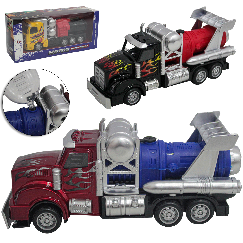 CAMINHAO A FRICCAO PULL BACK SOLTA FUMACA MOTOR PESO-PESADO COM SOM E LUZ TOP KIDS A PILHA