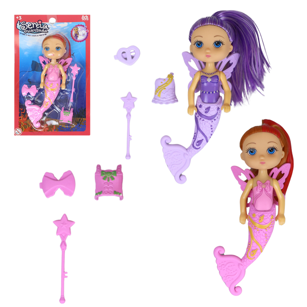 BONECA FADA / SEREIA ENCANTADA COM ACESSORIOS 4 PECAS