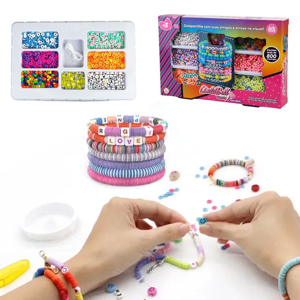 KIT BELEZA / BIJUTERIA INFANTIL COM 800 MICANGAS LANDA BELL BEAUTY JOALHERIA