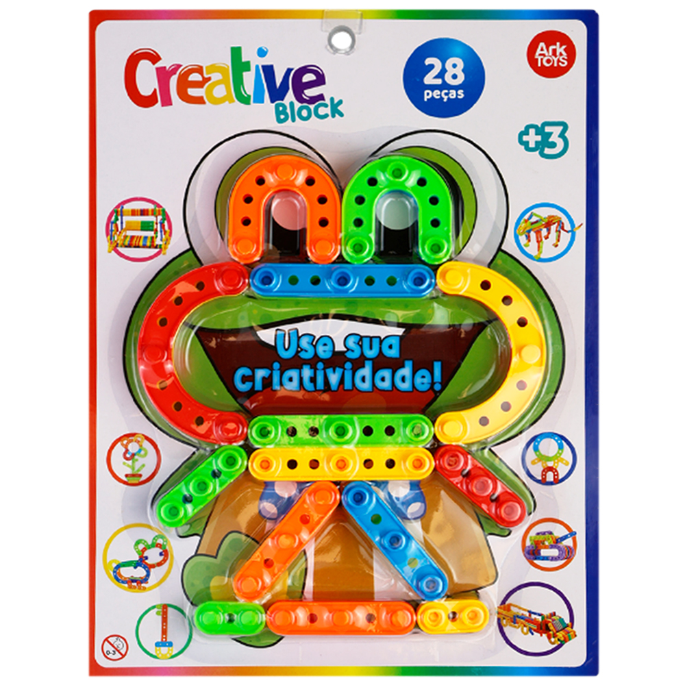 BRINQUEDO MONTA E DESMONTA CREATIVE BLOCK SAPO COM 28 PECAS