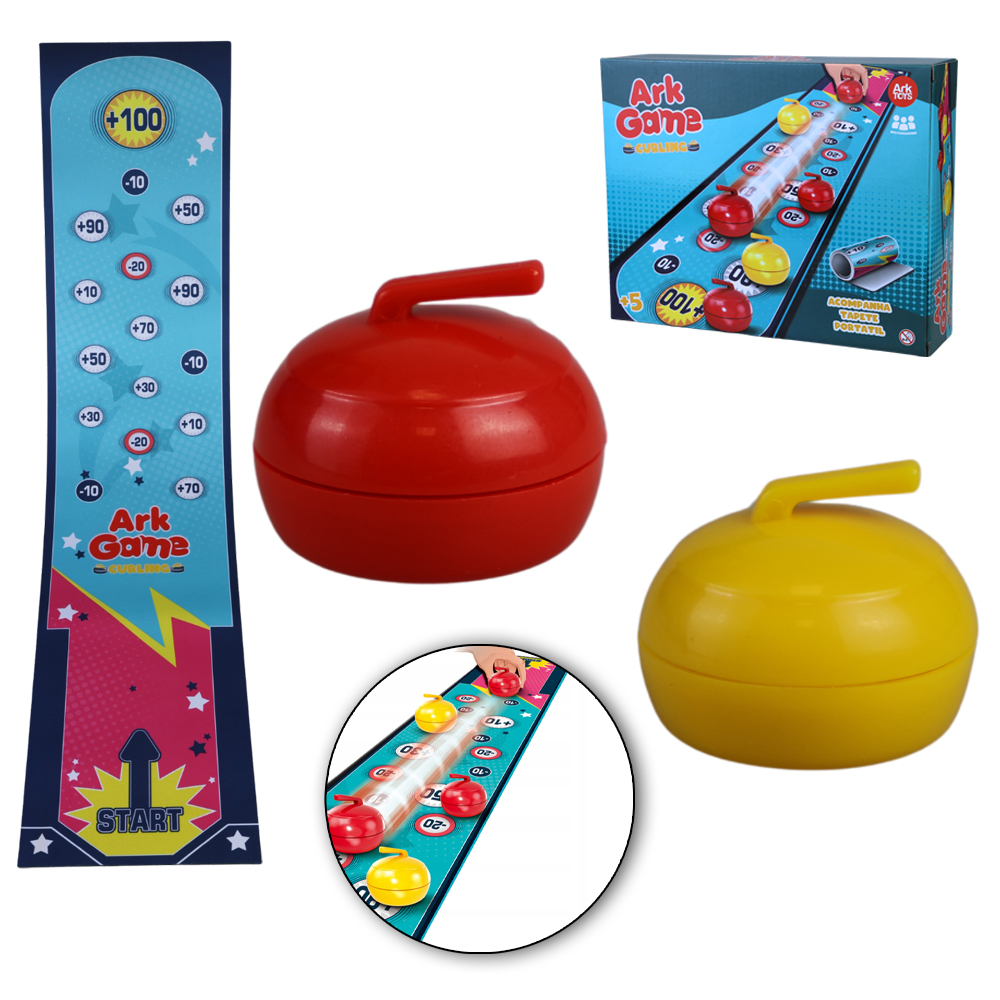 JOGO CURLING COM TAPETE PORTATIL 90X20CM + 6 PEDRAS COM ESFERA DE INOX ARK GAME
