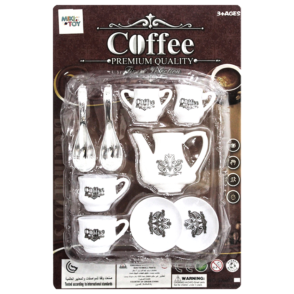 KIT COZINHA INFANTIL CAFEZINHO COM BULE + COLHERES E ACESSORIOS COFFEE 9 PECAS