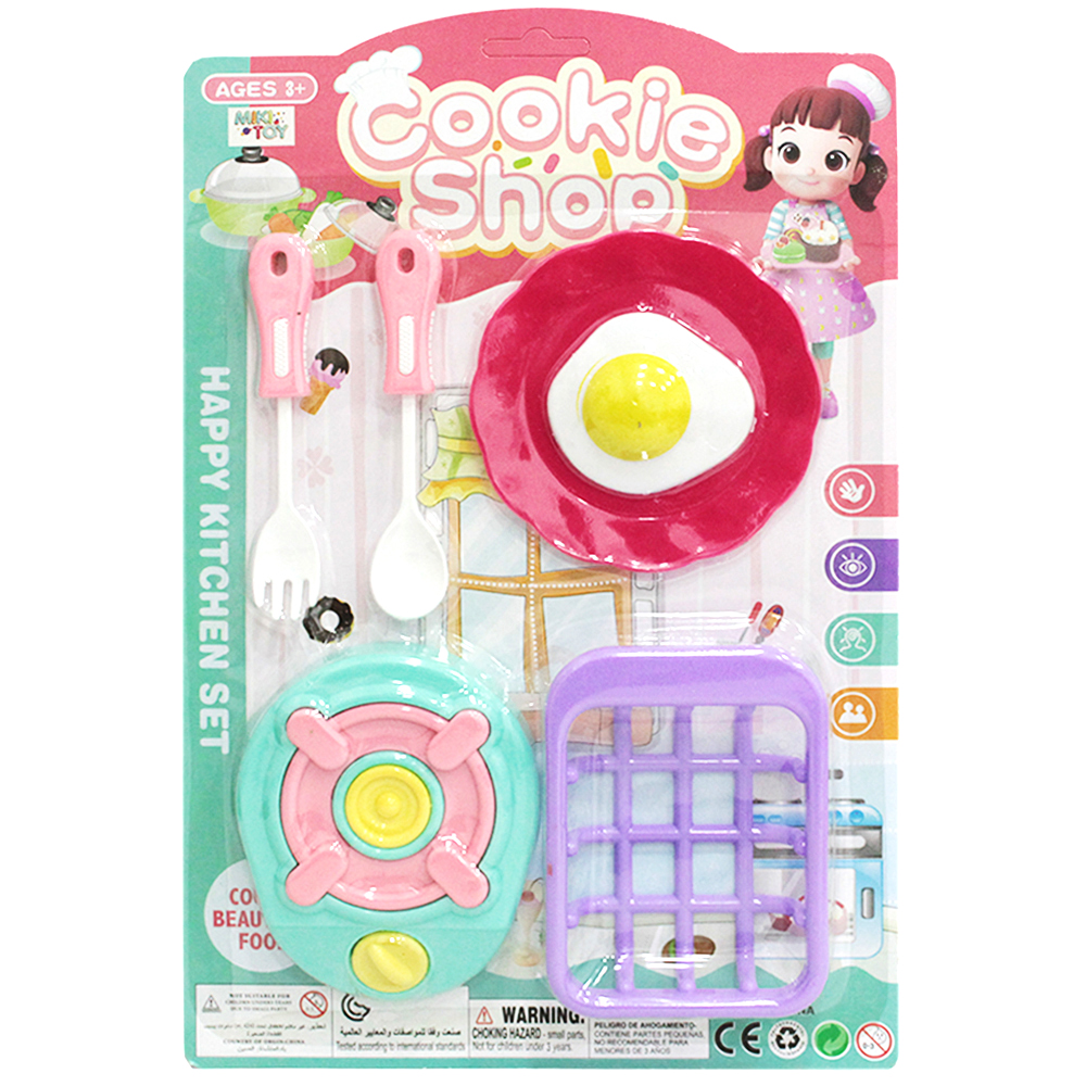 KIT COZINHA INFANTIL COM FOGAO + OVO E ACESSORIOS COOKIE SHOP 6 PECAS