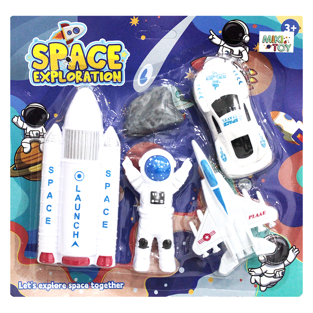 BONECO ASTRONAUTA SPACE EXPLORADOR COM AVIAO JATO + CARRO RODA LIVRE + FOGUETE E PEDRA