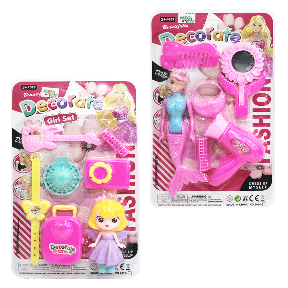 KIT BELEZA INFANTIL COM BONECA FADA / SEREIA + ACESSORIOS DECORATE