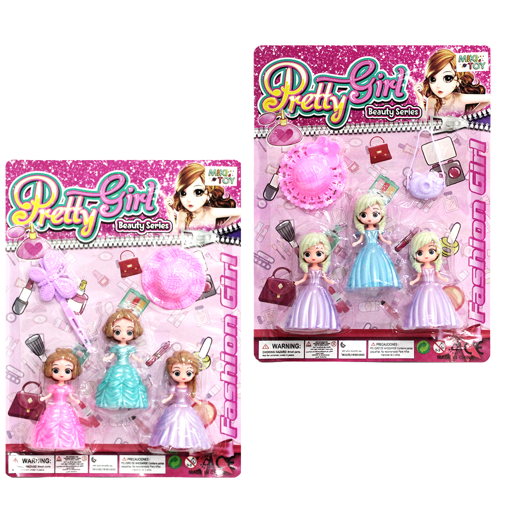 BONECA PRETTY GIRL BEAUTY SERIES COM VESTIDO + CHAPEU E ACESSORIO 5 PECAS
