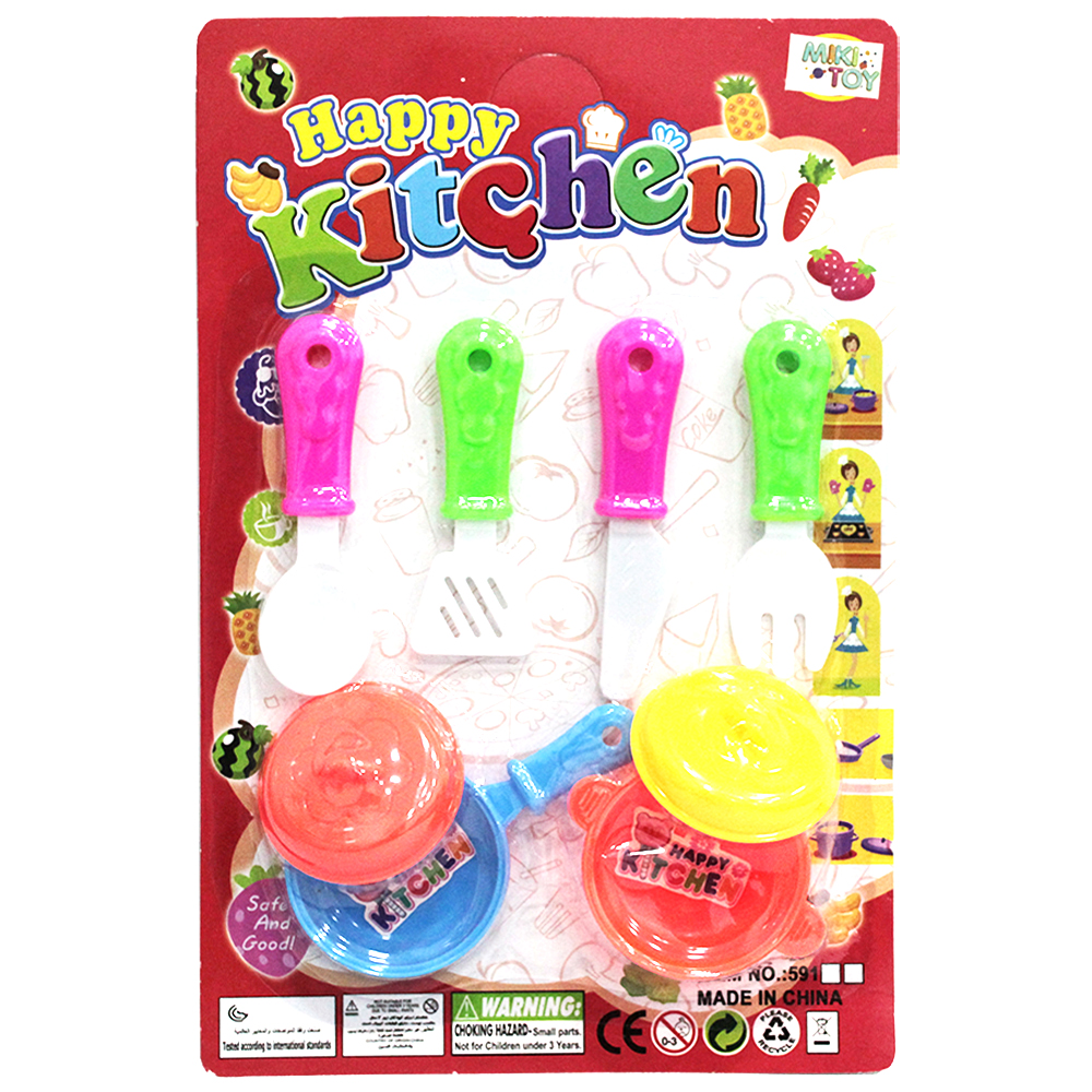KIT COZINHA INFANTIL COM FRIGIDEIRA + PANELA E ACESSORIOS HAPPY KITCHEN 8 PECAS