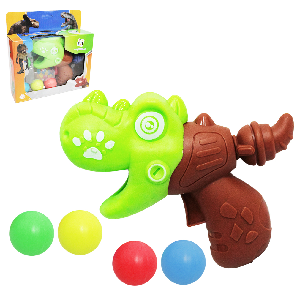 PISTOLA DINOSSAURO LANCA BOLA COM 4 BOLAS + ALVO DINO MANIA