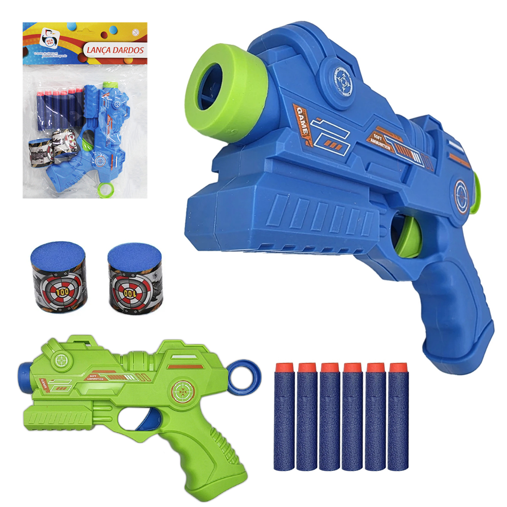 PISTOLA / REVOLVER LANCA DARDO ESPUMA COM 6 DARDOS + 2 ALVOS