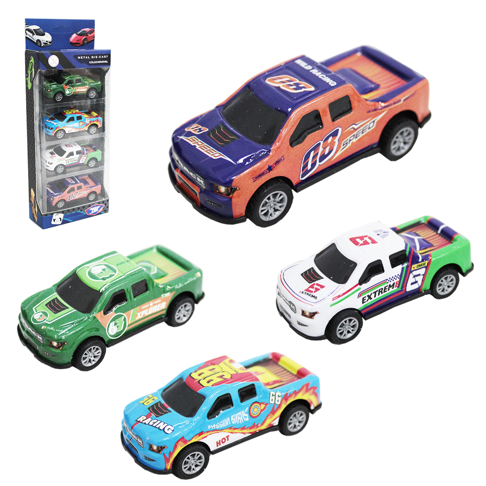 CARRO DE METAL A FRICCAO PULL BACK RADICAL CAR COM 4 PECAS