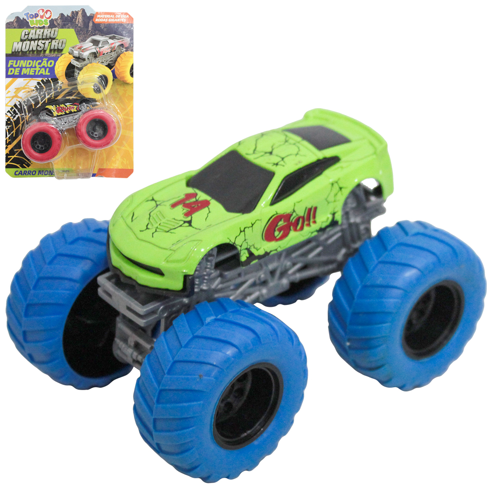 CARRO DE METAL PICK-UP MONSTER MONSTRO TOP KIDS RODA LIVRE CRT