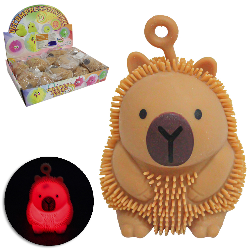 CAPIVARA DECOMPRESSIONBALL MANIA FLOFYS COM LUZ A BATERIA TOP KIDS 9X7X6,5CM DP PLAY