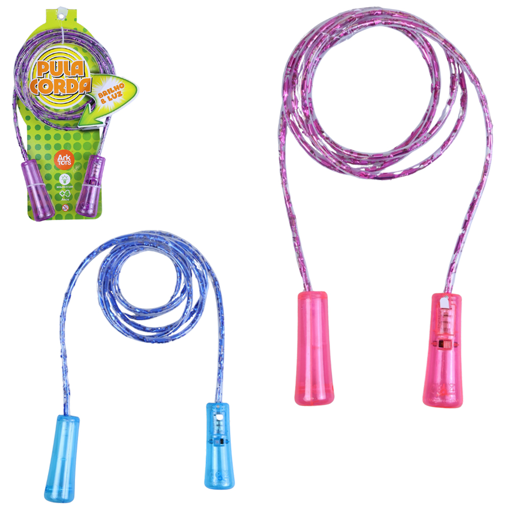 PULA CORDA COM EMPUNHADURAS DE PLASTICO + LUZ A BATERIA 2,3M
