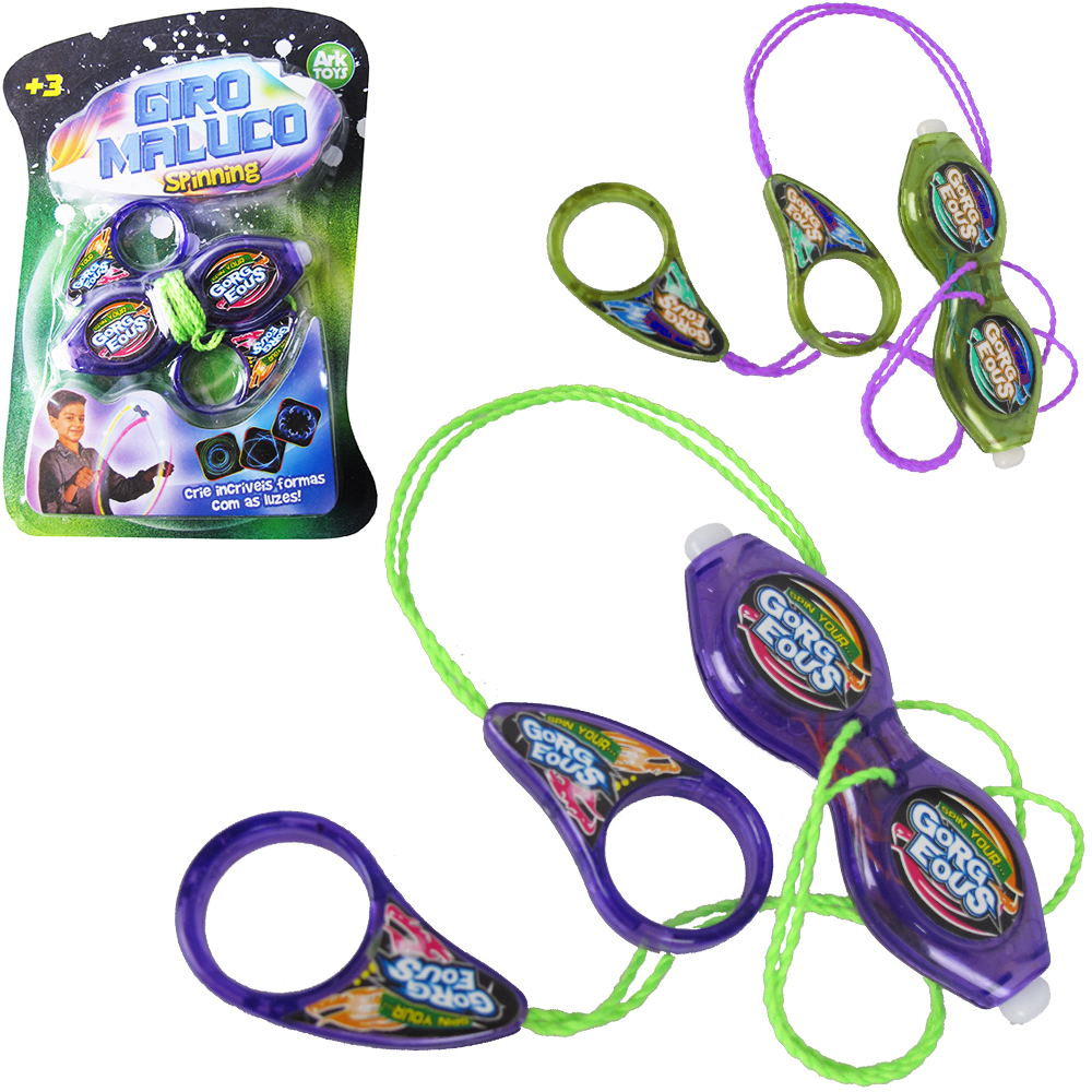 VAI E VEM PUXE E GIRA GIRO MALUCO SPINNING COM LUZ A BATERIA 