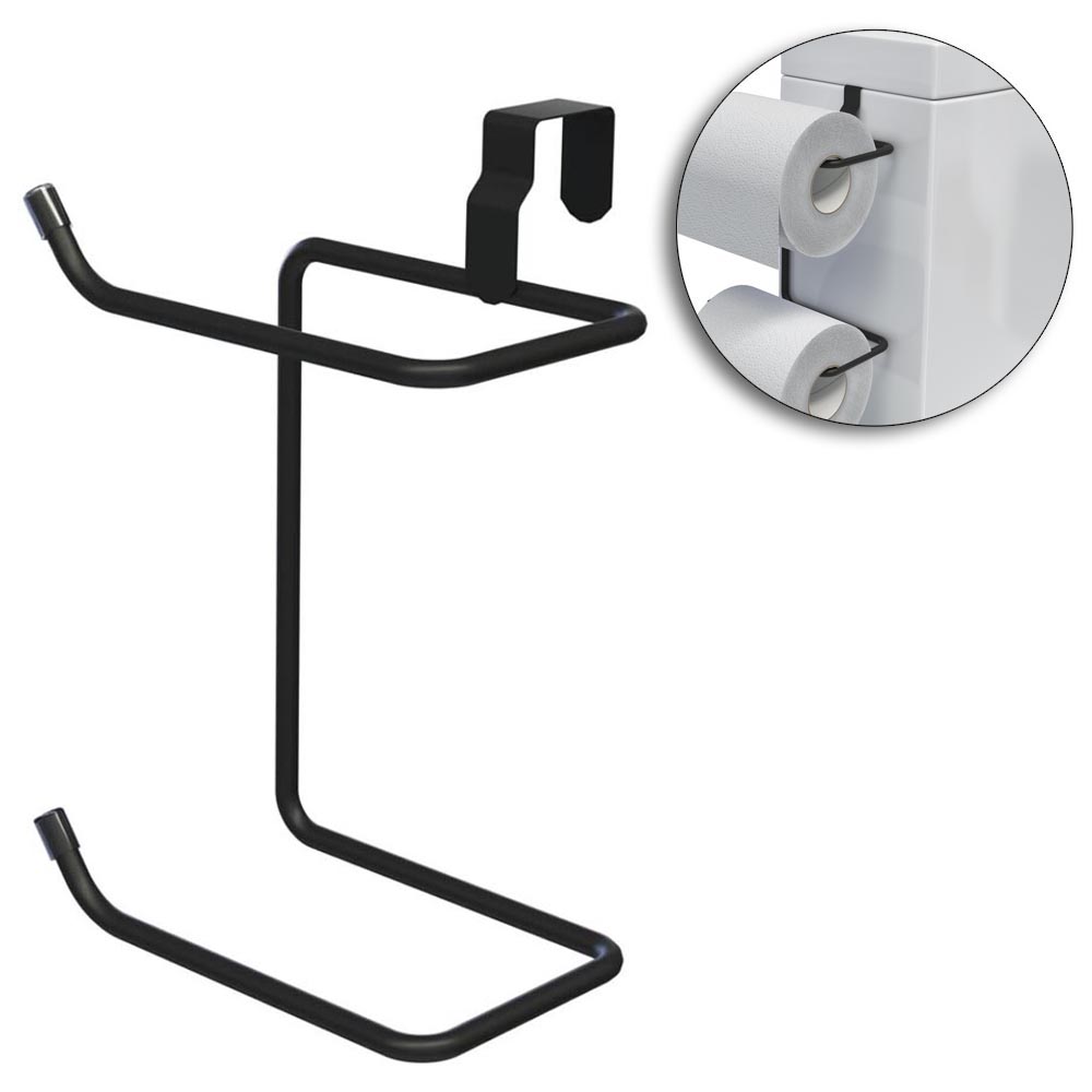 SUPORTE PORTA PAPEL HIGIENICO ARAMADO DUPLO PARA CAIXA ACOPLADA BLACK 19X13CM