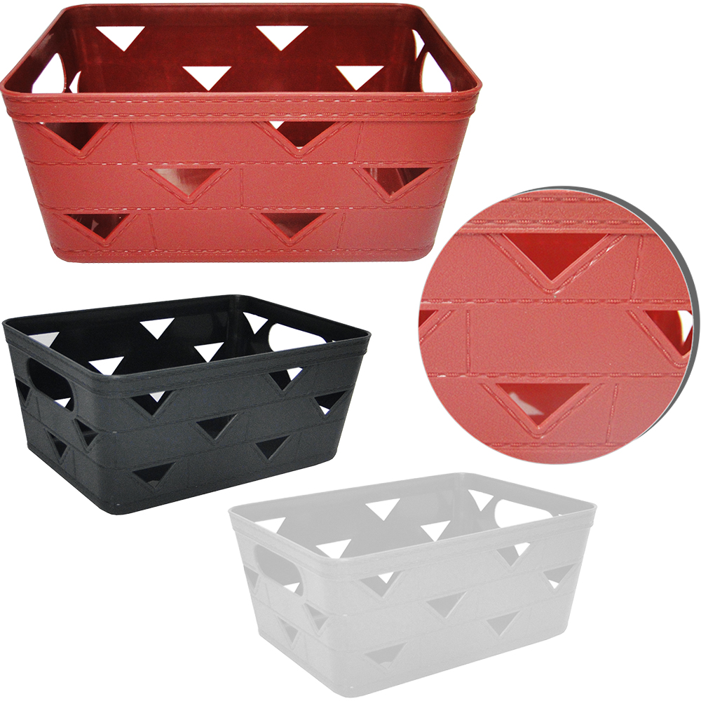 CESTO ORGANIZADOR DE PLASTICO RETANGULAR BORDA COSTURA COM ALCA COLORS 20,5X14X9CM
