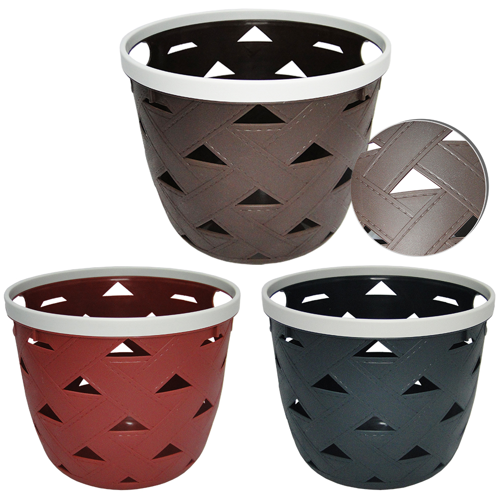 CESTO ORGANIZADOR DE PLASTICO REDONDO BORDA COSTURA COLORS COM ALCA 21X25CM DE Ø