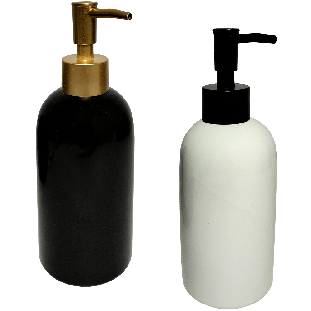 PORTA SABONETE LIQUIDO DE PORCELANA REDONDO 380ML