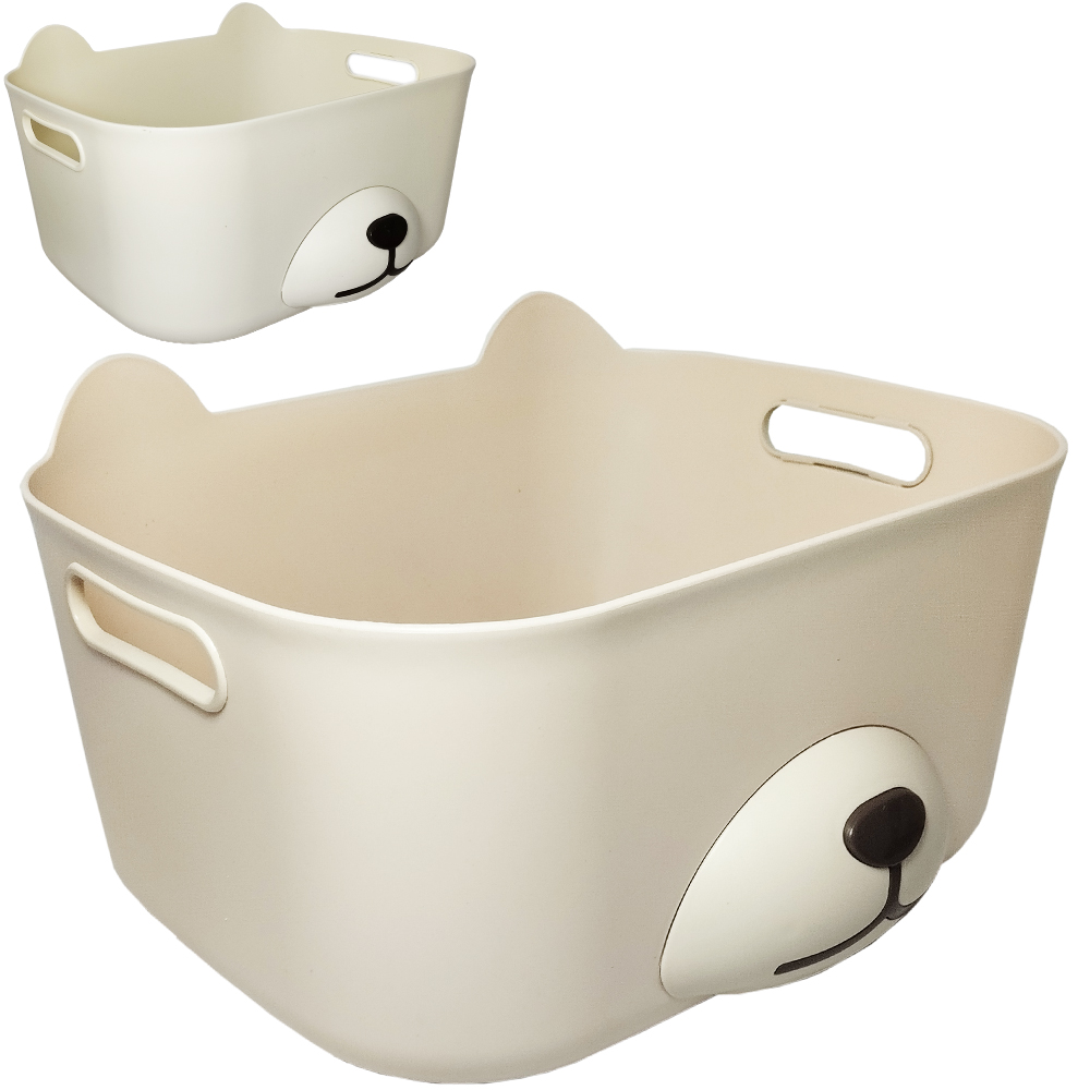 CESTO ORGANIZADOR DE PLASTICO RETANGULAR URSO COM ALCA 26X21X17CM