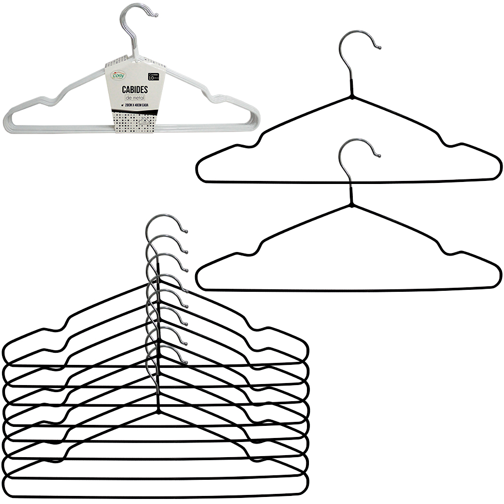 CABIDE ROUPA ARAMADO EMBORRACHADO COM CAVA COM 10 PECAS 40X20CM 3MM 