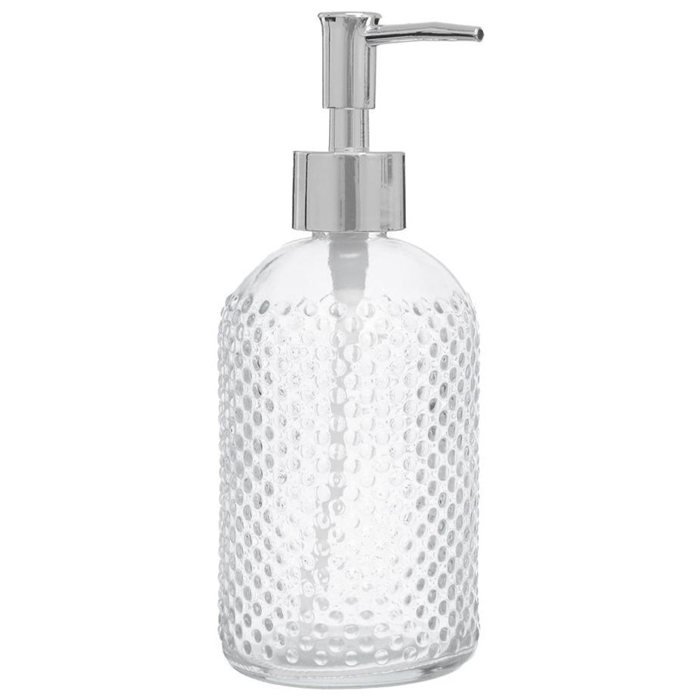 PORTA SABONETE LIQUIDO DE VIDRO REDONDO TRANSPARENTE 320ML
